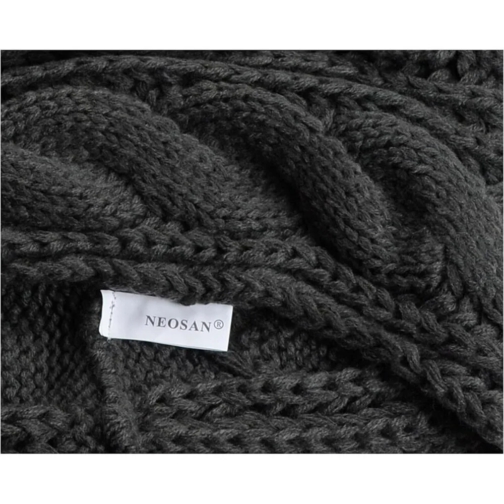 Women's Twist Charocal Thick Ribbed Knit Winter Infinity Circle Loop Scarf